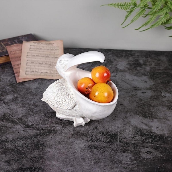 Coastal White Pelican Figurine with Open Beak Accent (58 characters)