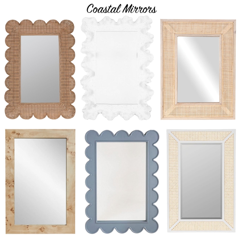 Collection of Round Wall Mirrors with Assorted Woven Rattan Frames