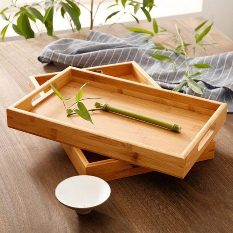Color Profit Kids Bamboo Serving Tray Set, 7.87"x 5.9", Wooden Decorative  Trays for Eating -