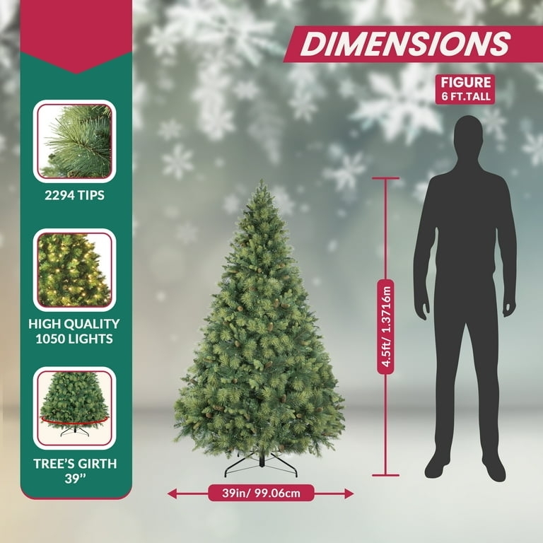 Compact Pre-Lit Christmas Tree with Dense Foliage and Metal Stand