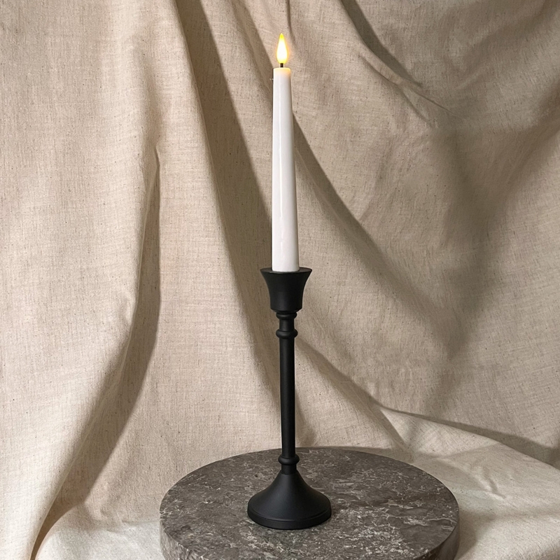 Conical Base Candle Holder Matte Black Slender Neck Minimalist