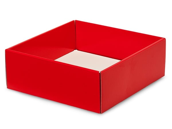 Corrugated Tray, Square Red Cardboard featuring Matte Ribbed Texture