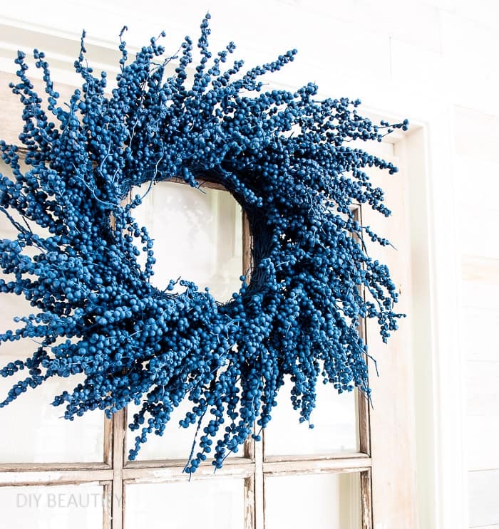Cottagecore Wreath with Blueberry Accents on Grapevine Base for Door