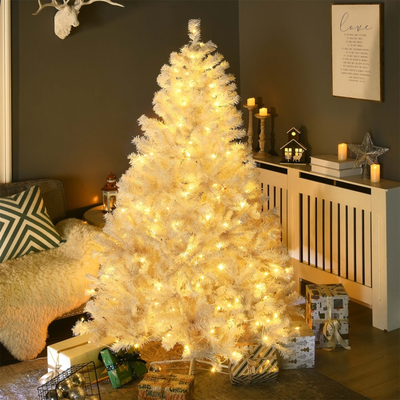 Crisp White Holiday Tree with Matte Finish Needles for Winter Wonderland