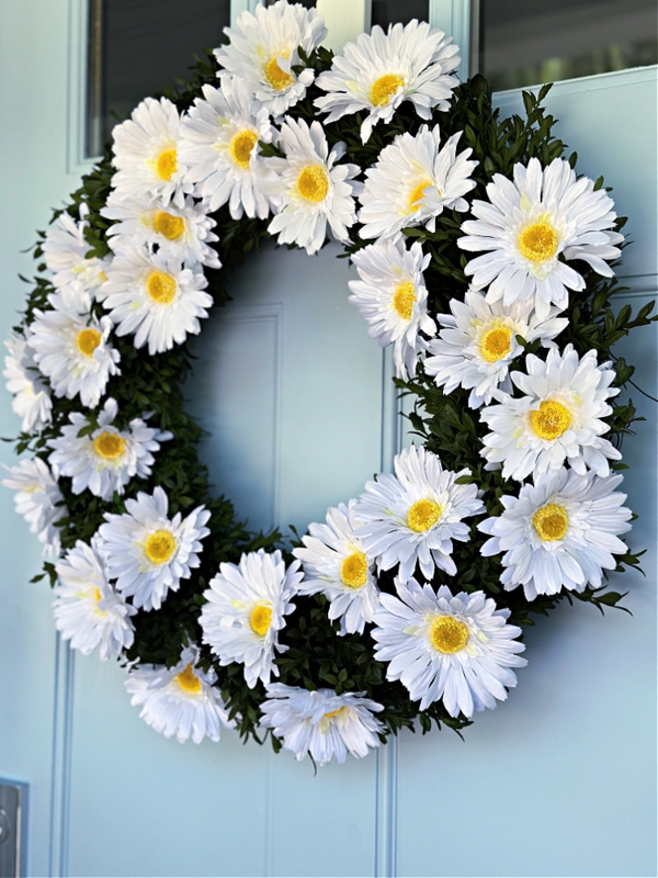 Daisy and Fern Mix Wreath, Summer Front Door Daisy Wreath