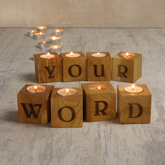 Decorative Blocks Rustic Wood Home Letter Blocks with Bark Edge Detail