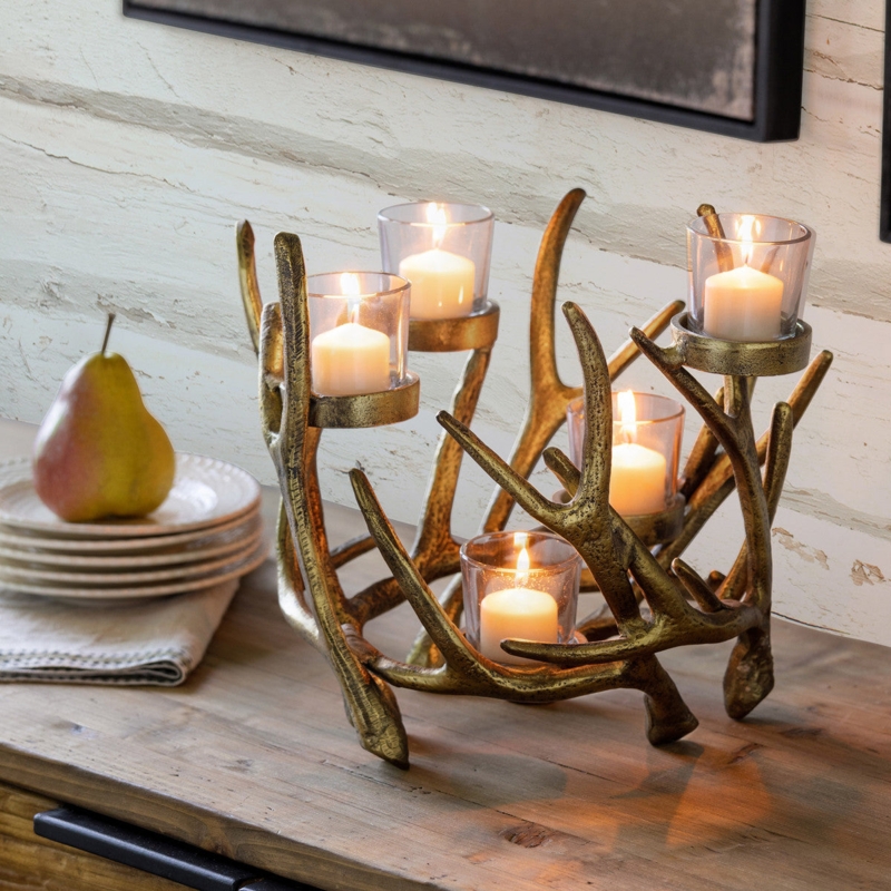 Decorative Bowl, Rustic Interlocking Antler Centerpiece for Lodge.