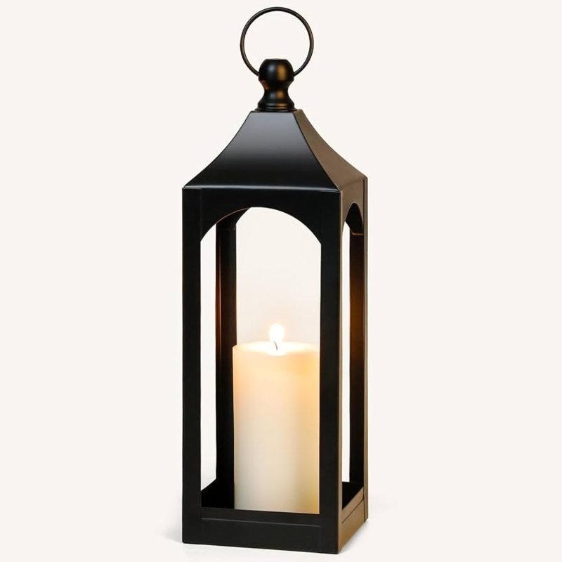 Decorative Lantern Glassless Open Frame Matte Black Farmhouse