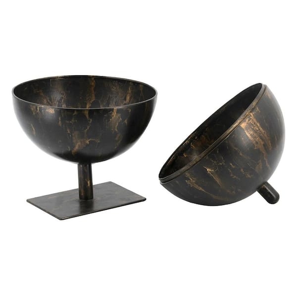 Decorative Pedestal Tray Sculptural Orb Black Cage Gold Interior Modern