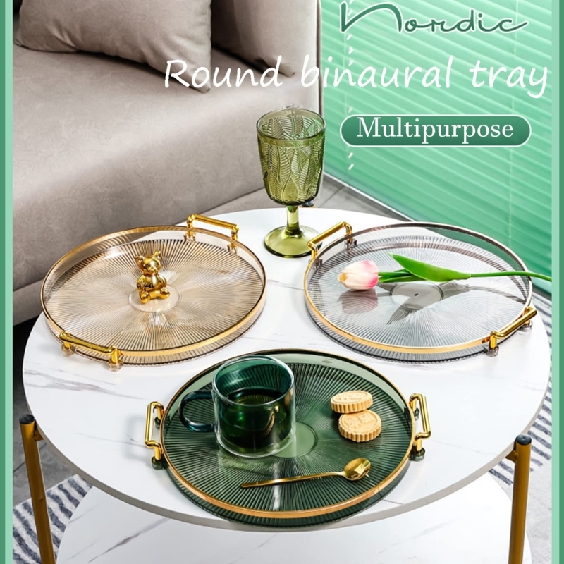 Decorative Tray Amber Translucency Side Handle Cozy Breakfast In Bed