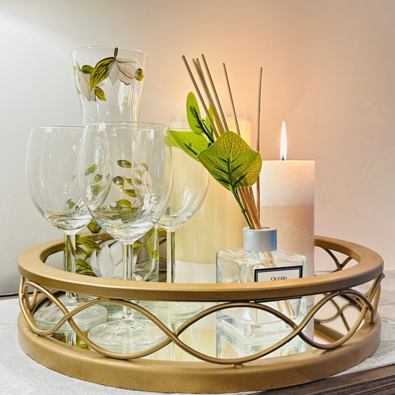 Decorative Tray Art Deco Trellis Pattern Mirrored Coffee Table Styling