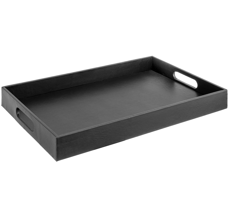Decorative Tray Black Pebble Texture Gold Handles, Ottoman Coffee Table