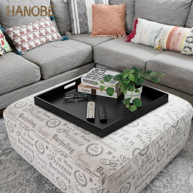 Decorative Tray: Black Wood Oversized Square Silhouette for Coffee Table