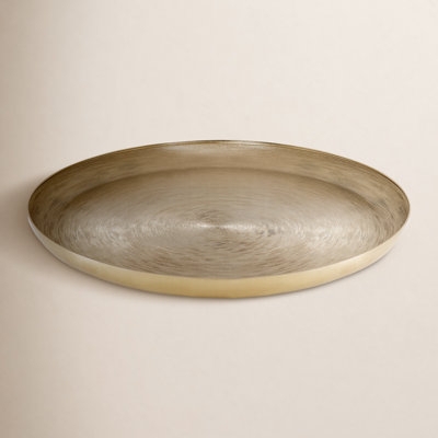 Decorative Tray Charcoal Hammered Metal High Rim Industrial Decor
