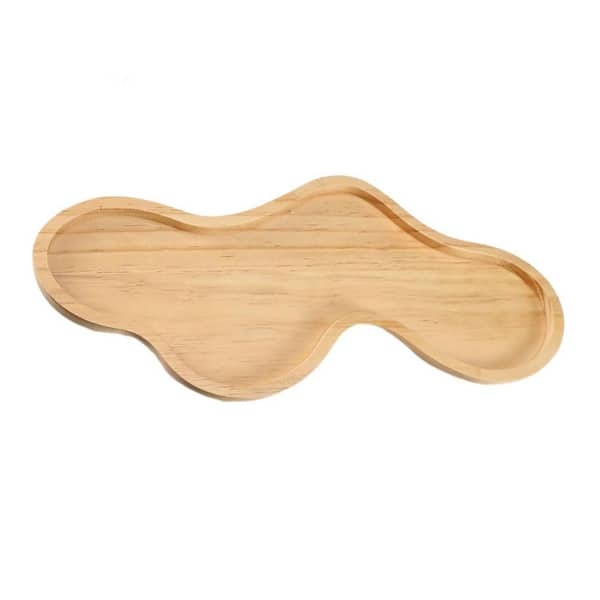 Decorative Tray Cloud Shape Wood-toned Scalloped Jewelry Tray Decor
