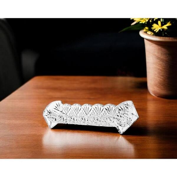 Decorative Tray: Crystal Inlaid Sides, Polished Silver Finish, Modern