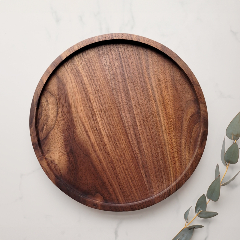 Decorative Tray, Dark Walnut Shallow Catchall, Minimalist Modern Organizer