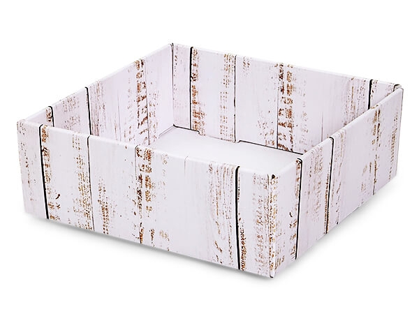 Decorative Tray Distressed Wood Print, Square Corrugated Construction