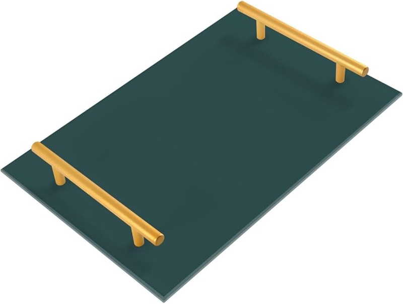 Decorative Tray Divided Sections Matte Charcoal Integrated Handles