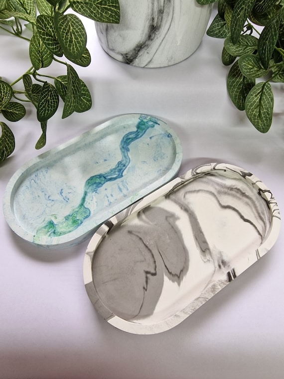 Decorative Tray Eco Resin Pill Shape Terrazzo Minimalist Trinket Trays