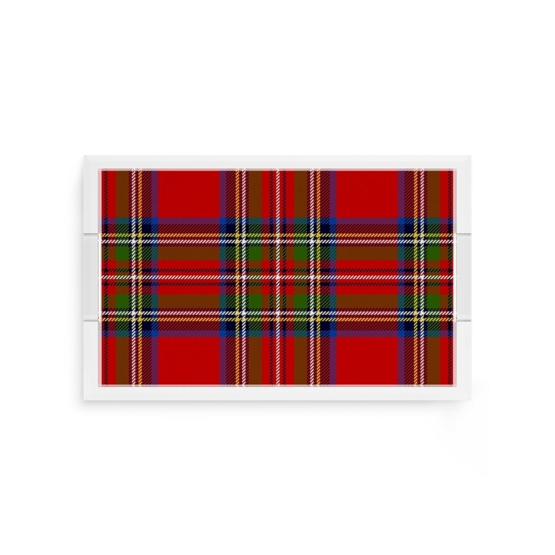 Decorative Tray, Festive Tartan Pattern on Glossy Acrylic Rectangle
