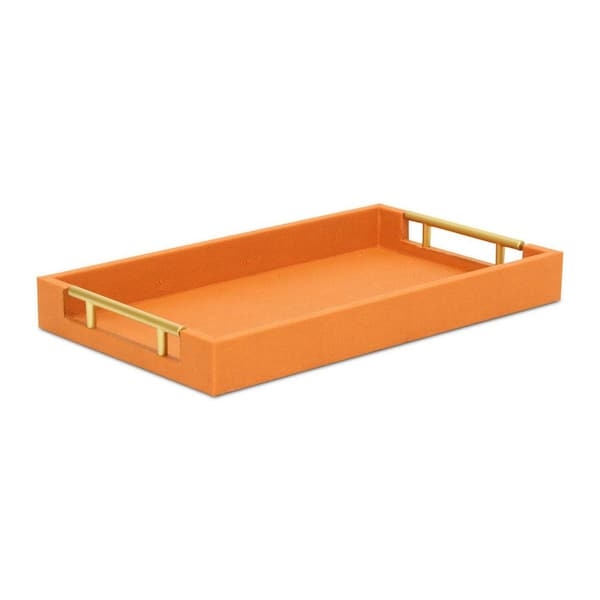 Decorative Tray Geometric Pattern Polished Gold Trim Integrated Handles