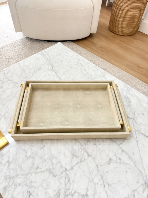 Decorative Tray Integrated Gold Handles Glam Coffee Table Styling