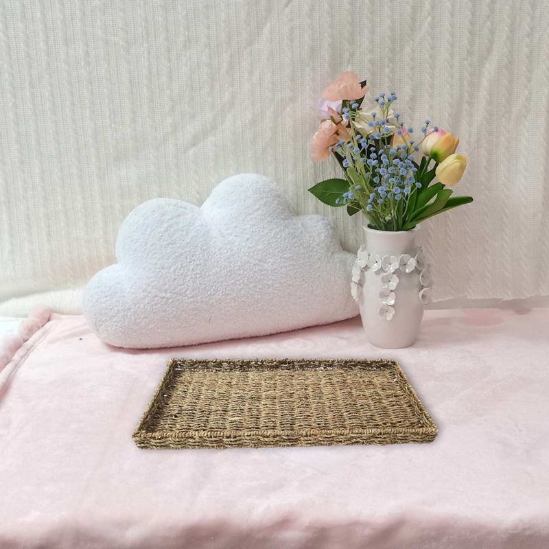 Decorative Tray: Long Rectangular Woven Seagrass Style