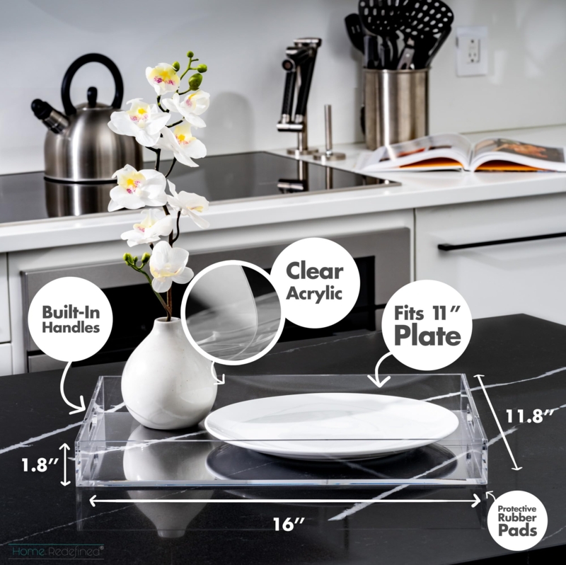 Decorative Tray Lucite Material Clear Handles Vanity Organizer