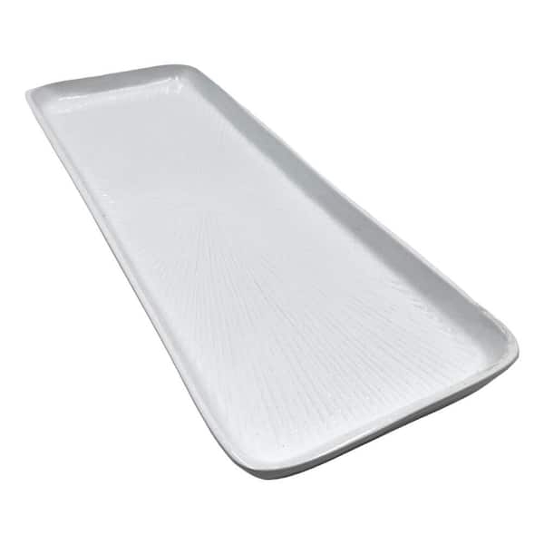 Decorative Tray Matte White Finish with Integrated Handle Cutouts