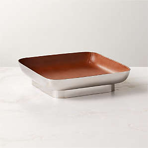 Decorative Tray: Mixed Material Entry Tray, Matte Finish, Rounded Corners