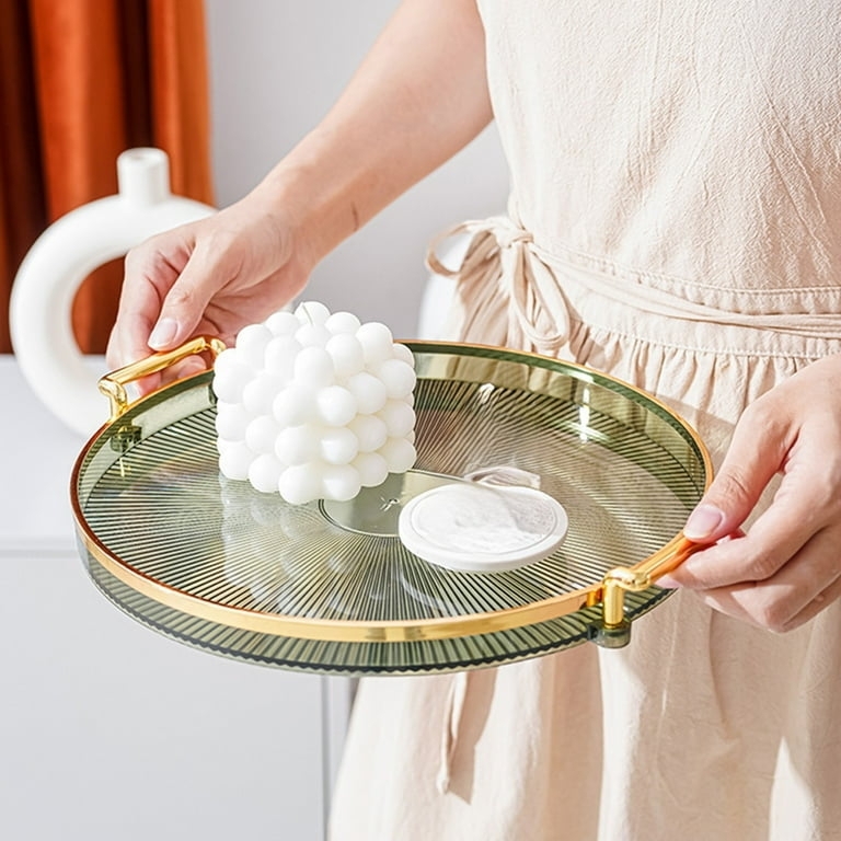 Decorative Tray Mixed Materials Central Handle Scandi Style Decor