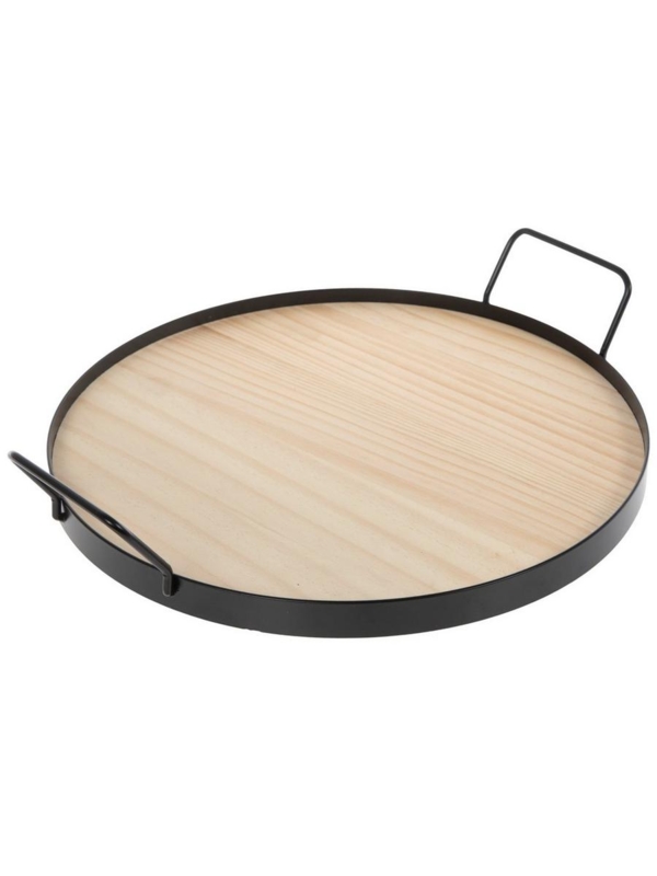 Decorative Tray, Natural Light Wood Raised Rim, Shallow Scandi Centerpiece