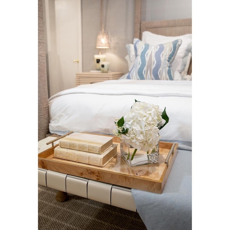 Decorative Tray Natural Wood Grain Cutout Handles Organic Styling