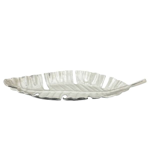 Decorative Tray Organic Leaf Shape Gold Metallic Veined Texture