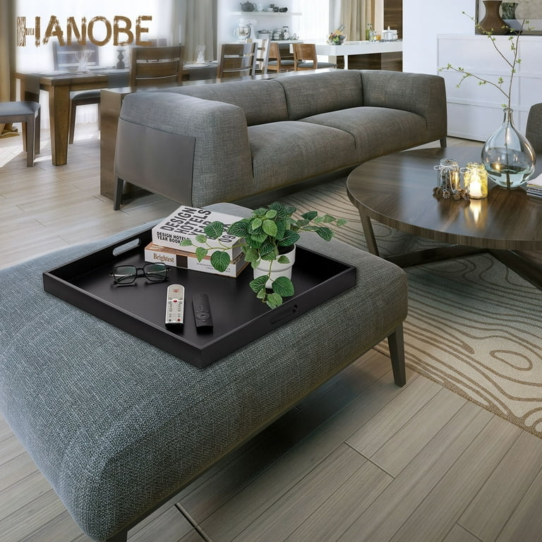 Decorative Tray: Oversized Matte Black Square, Minimalist Decorative Tray
