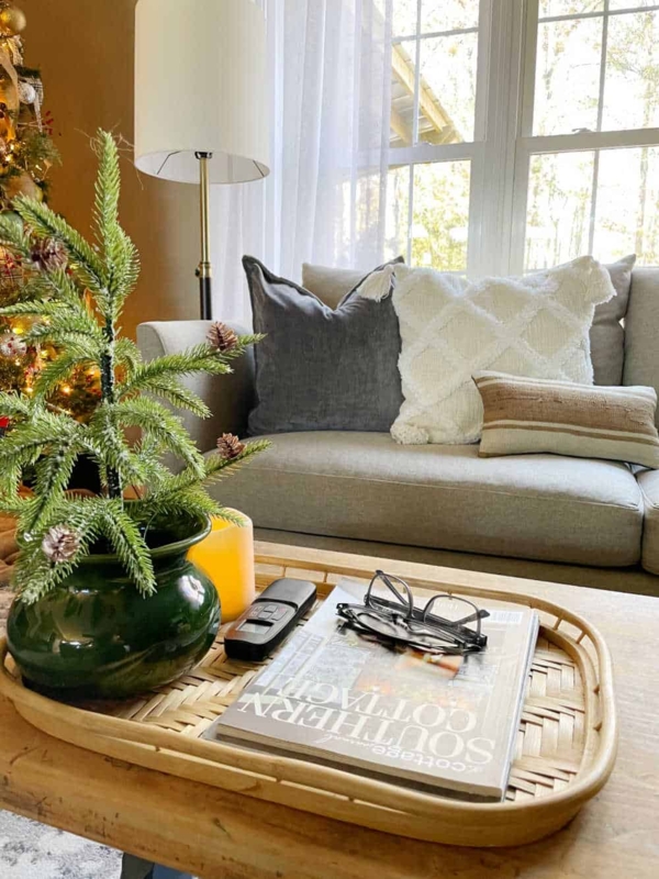 Decorative Tray Oversized Round Wood Toned Coffee Table Styling Ideas