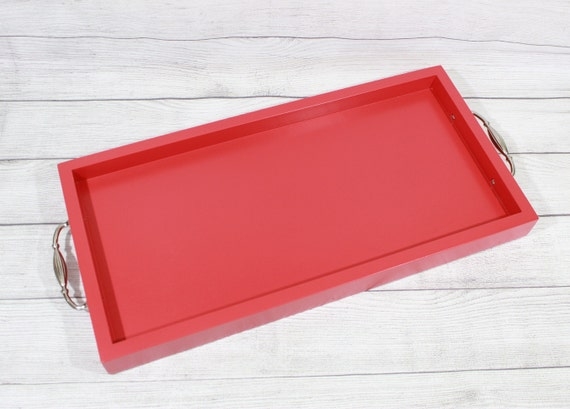 Decorative Tray, Oversized Square Silhouette, Rustic Wood-Toned Finish