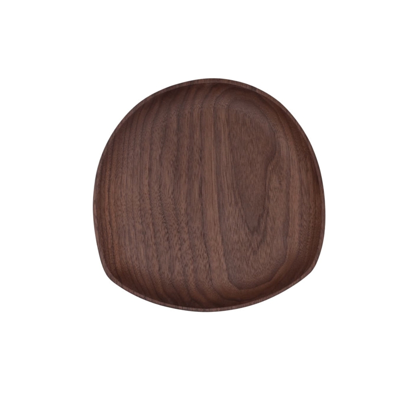Decorative Tray Pebble Shape Asymmetrical Walnut Organic