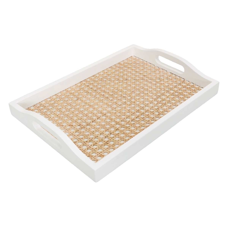 Decorative Tray Raised Sides Cutout Handles Wood