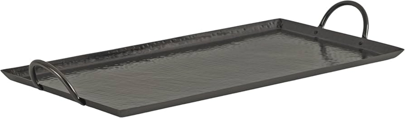 Decorative Tray Rectangular Gunmetal Gray Finish Hammered Texture