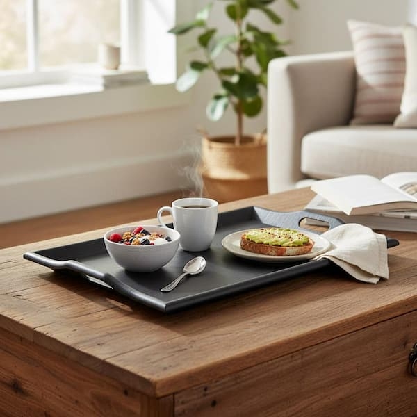 Decorative Tray: Rectangular Matte Black Silhouette, Modern Coffee Table