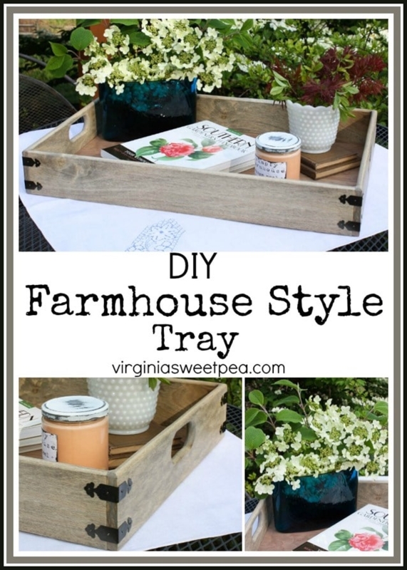 Decorative Tray Rectangular Rustic Wood with Industrial Handles Decor