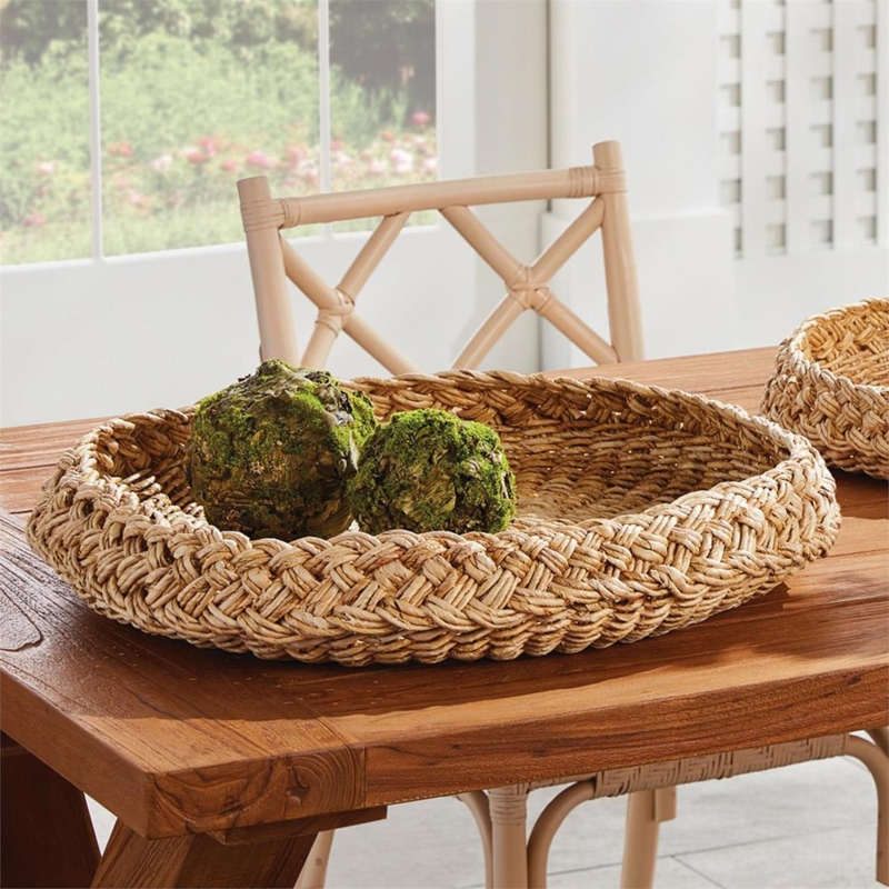 Decorative Tray Round Abaca Braided Weave Natural Nesting Set