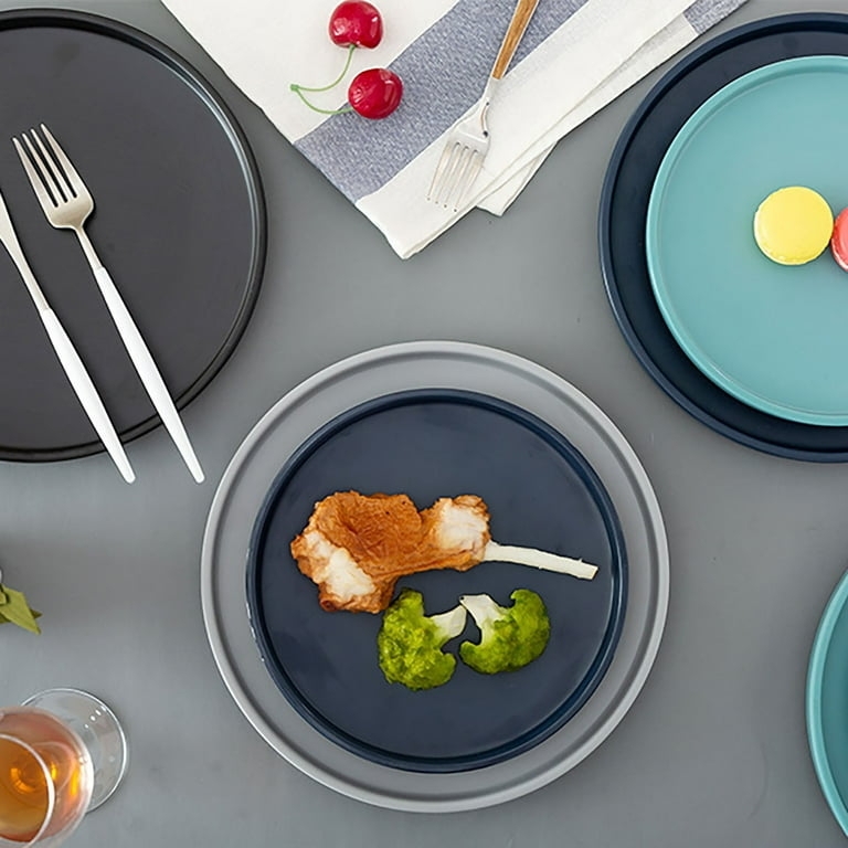 Decorative Tray Round Plastic Matte Black Raised Rim Farmhouse Decor