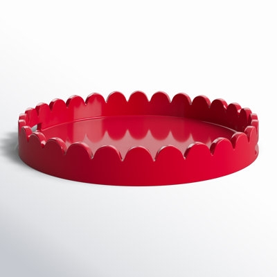 Decorative Tray, Round Scalloped Rim with Smooth Matte Painted Finish