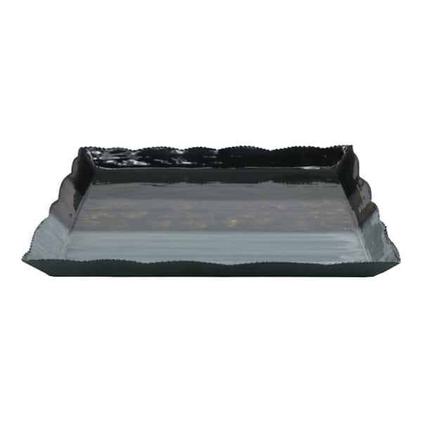 Decorative Tray, Round Tri-Color Metallic Sunburst Pattern, 18 Inch