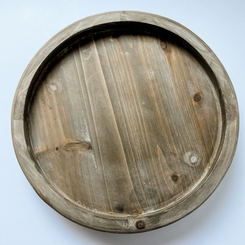 Decorative Tray, Rustic Aged Wood Finish, Weathered Texture Farmhouse Piece