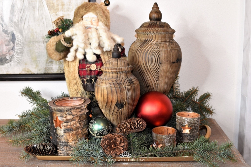 Decorative Tray Santa Burlap Sack Farmhouse Natural Arrangement