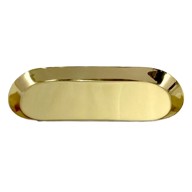 Decorative Tray Satin Gold Finish Minimalist Metal Elegant Catchall